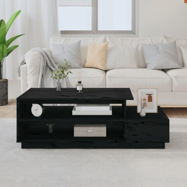 vidaXL Τραπεζάκι Σαλονιού Μαύρο 120x50x40,5cm από Μασίφ Ξύλο Πεύκου 1 τεμ.