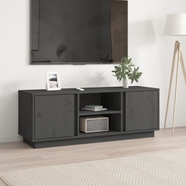 vidaXL Έπιπλο Τηλεόρασης Γκρι 110x35x40,5cm από Μασίφ Ξύλο Πεύκου