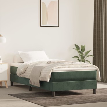 vidaXL Στρώμα με Pocket Springs Σκούρο Πράσινο 90x200x20cm Βελούδινο 1 τεμ. - Μονό