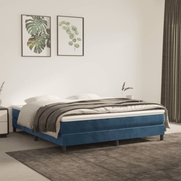 vidaXL Στρώμα με Pocket Springs Σκούρο Μπλε 180x200x20cm Βελούδινο 1 τεμ. - Διπλό