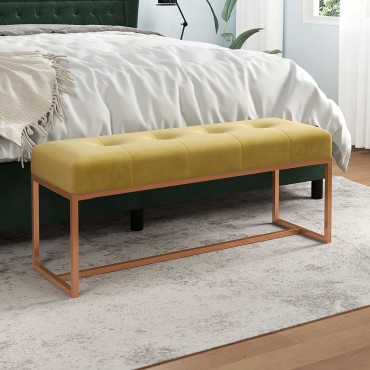 vidaXL Πάγκος Κίτρινο μουσταρδί 110x36x45cm Βελούδινος 1 τεμ.