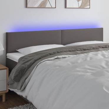vidaXL Κεφαλάρι Κρεβατιού LED Γκρι 160x5x78/88cm από Συνθετικό Δέρμα 1 τεμ.