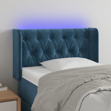vidaXL Κεφαλάρι Κρεβατιού LED Σκούρο Μπλε 83x16x78/88cm Βελούδινο 1 τεμ.