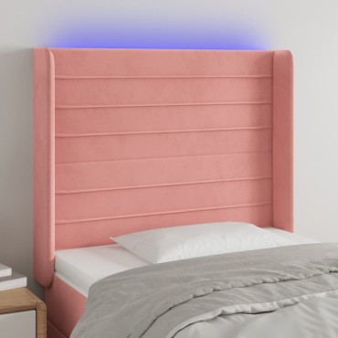 vidaXL Κεφαλάρι Κρεβατιού LED Ροζ 103x16x118/128cmΒελούδινο 1 τεμ.