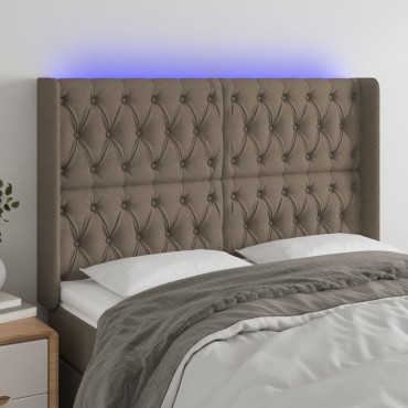 vidaXL Κεφαλάρι Κρεβατιού LED Taupe 163x16x118/128cm Υφασμάτινο 1 τεμ.