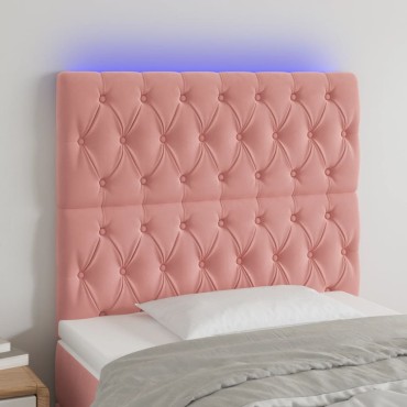 vidaXL Κεφαλάρι Κρεβατιού LED Ροζ 100x7x118/128cm Βελούδινο 1 τεμ.