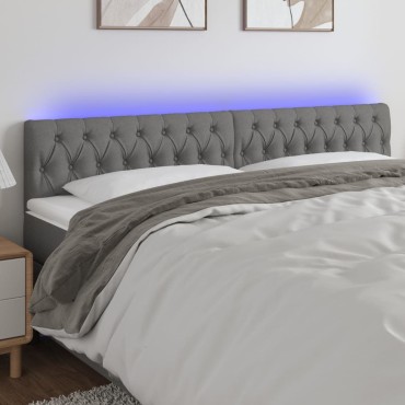 vidaXL Κεφαλάρι Κρεβατιού LED Σκούρο Γκρι 180x7x78/88cm Υφασμάτινο 1 τεμ.
