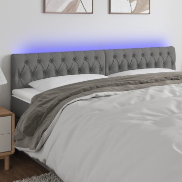 vidaXL Κεφαλάρι Κρεβατιού LED Σκούρο Γκρι 200x7x78/88cm Υφασμάτινο 1 τεμ.