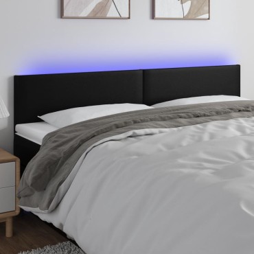 vidaXL Κεφαλάρι Κρεβατιού LED Μαύρο 180x5x78/88cm Συνθετ. Δέρμα 1 τεμ.