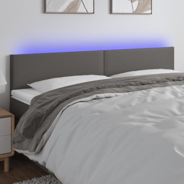 vidaXL Κεφαλάρι Κρεβατιού LED Γκρι 180x5x78/88cm από Συνθετικό Δέρμα 1 τεμ.