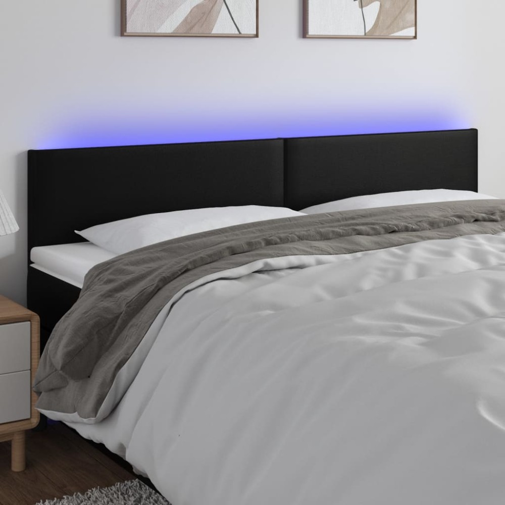 vidaXL Κεφαλάρι Κρεβατιού LED Μαύρο 200x5x78/88cm Συνθετ. Δέρμα 1 τεμ.