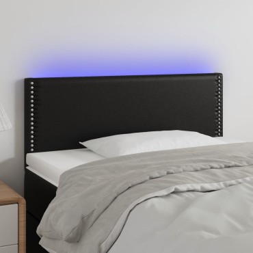 vidaXL Κεφαλάρι Κρεβατιού LED Μαύρο 100x5x78/88cm Συνθετ. Δέρμα 1 τεμ.