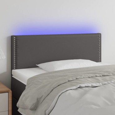 vidaXL Κεφαλάρι Κρεβατιού LED Γκρι 100x5x78/88cm από Συνθετικό Δέρμα 1 τεμ.