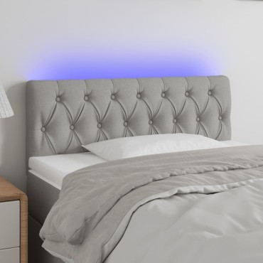 vidaXL Κεφαλάρι Κρεβατιού LED Ανοιχτό Γκρι 90x7x78/88cm Υφασμάτινο 1 τεμ.