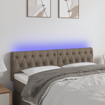 vidaXL Κεφαλάρι Κρεβατιού LED Taupe 144x7x78/88cm Υφασμάτινο 1 τεμ.