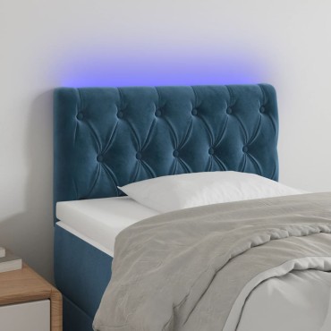 vidaXL Κεφαλάρι Κρεβατιού LED Σκούρο Μπλε 80x7x78/88cm Βελούδινο 1 τεμ.