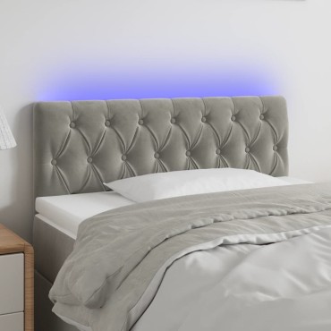 vidaXL Κεφαλάρι Κρεβατιού LED Ανοιχτό Γκρι 90x7x78/88cm Βελούδινο 1 τεμ.