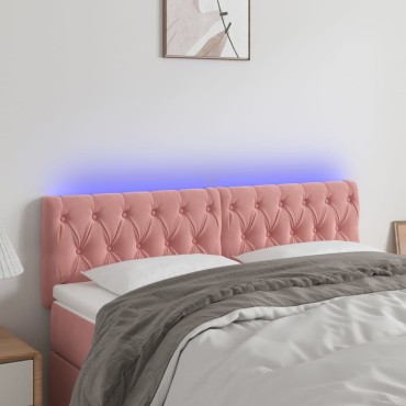 vidaXL Κεφαλάρι Κρεβατιού LED Ροζ 160x7x78/88cm Βελούδινο 1 τεμ.