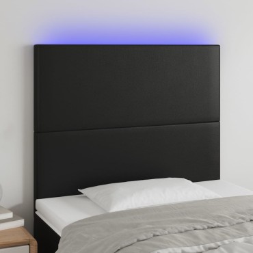 vidaXL Κεφαλάρι Κρεβατιού LED Μαύρο 90x5x118/128 εκ 1 τεμ.