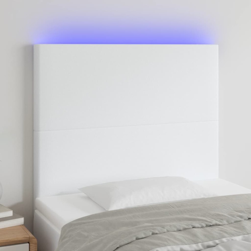 vidaXL Κεφαλάρι Κρεβατιού LED Λευκό 90x5x118/128 εκ 1 τεμ.