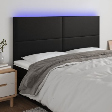 vidaXL Κεφαλάρι Κρεβατιού LED Μαύρο 160x5x118/128 εκ 1 τεμ.