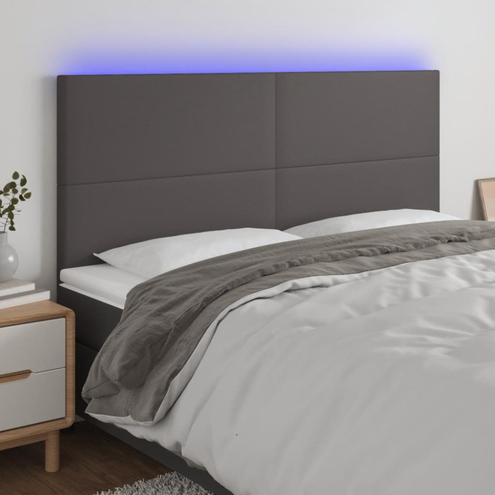 vidaXL Κεφαλάρι Κρεβατιού LED Γκρι 160x5x118/128 εκ 1 τεμ.