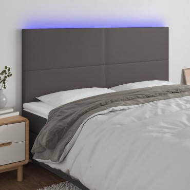 vidaXL Κεφαλάρι Κρεβατιού LED Γκρι 160x5x118/128 εκ 1 τεμ.