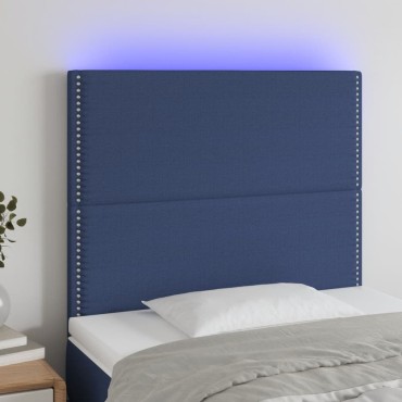 vidaXL Κεφαλάρι Κρεβατιού LED Μπλε 100x5x118/128cm Υφασμάτινο 1 τεμ.