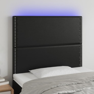 vidaXL Κεφαλάρι Κρεβατιού LED Μαύρο 90x5x118/128cm 1 τεμ.