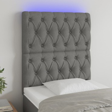 vidaXL Κεφαλάρι Κρεβατιού LED Σκούρο Γκρι 80x7x118/128cm Υφασμάτινο 1 τεμ.