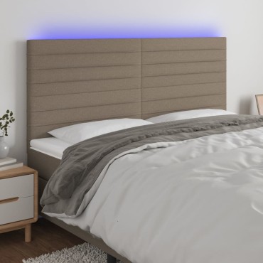vidaXL Κεφαλάρι Κρεβατιού LED Taupe 200x5x118/128cm Υφασμάτινο 1 τεμ.
