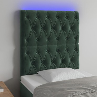 vidaXL Κεφαλάρι Κρεβατιού LED Σκούρο Πράσινο 80x7x118/128cm 1 τεμ.