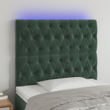 vidaXL Κεφαλάρι Κρεβατιού LED Σκούρο Πράσινο 90x7x118/128cm 1 τεμ.