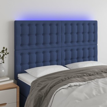 vidaXL Κεφαλάρι Κρεβατιού LED Μπλε 144x5x118/128cm Υφασμάτινο 1 τεμ.