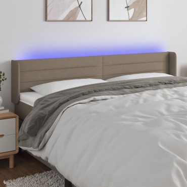 vidaXL Κεφαλάρι Κρεβατιού LED Taupe 183x16x78/88cm Υφασμάτινο 1 τεμ.