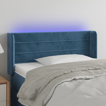 vidaXL Κεφαλάρι Κρεβατιού LED Σκούρο Μπλε 83x16x78/88cm Βελούδινο 1 τεμ.