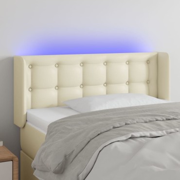 vidaXL Κεφαλάρι Κρεβατιού LED Κρεμ 103x16x78/88cm από Συνθετικό Δέρμα 1 τεμ.