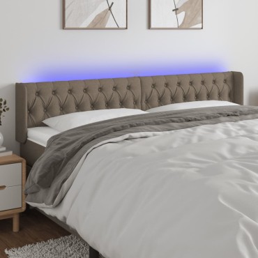 vidaXL Κεφαλάρι Κρεβατιού LED Taupe 203x16x78/88cm Υφασμάτινο 1 τεμ.