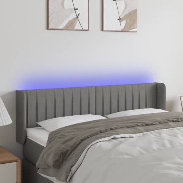 vidaXL Κεφαλάρι Κρεβατιού LED Σκούρο Γκρι 147x16x78/88cm Υφασμάτινο 1 τεμ.