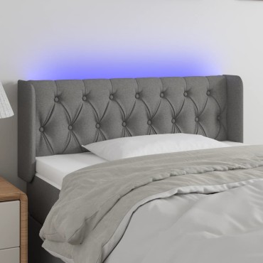 vidaXL Κεφαλάρι Κρεβατιού LED Σκούρο Γκρι 93x16x78/88cm Υφασμάτινο 1 τεμ.