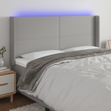 vidaXL Κεφαλάρι Κρεβατιού LED Ανοιχτό Γκρι 163x16x118/128cm 1 τεμ.