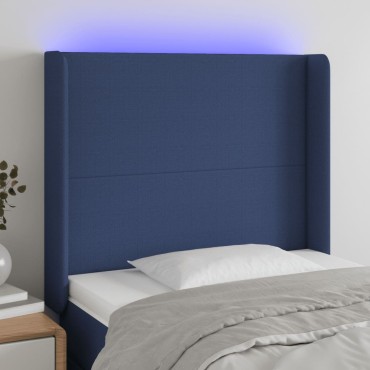 vidaXL Κεφαλάρι Κρεβατιού LED Μπλε 83x16x118/128cm Υφασμάτινο 1 τεμ.