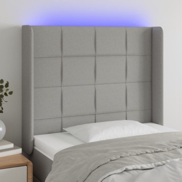 vidaXL Κεφαλάρι Κρεβατιού LED Ανοιχτό Γκρι 83x16x118/128cm Υφασμάτινο 1 τεμ.