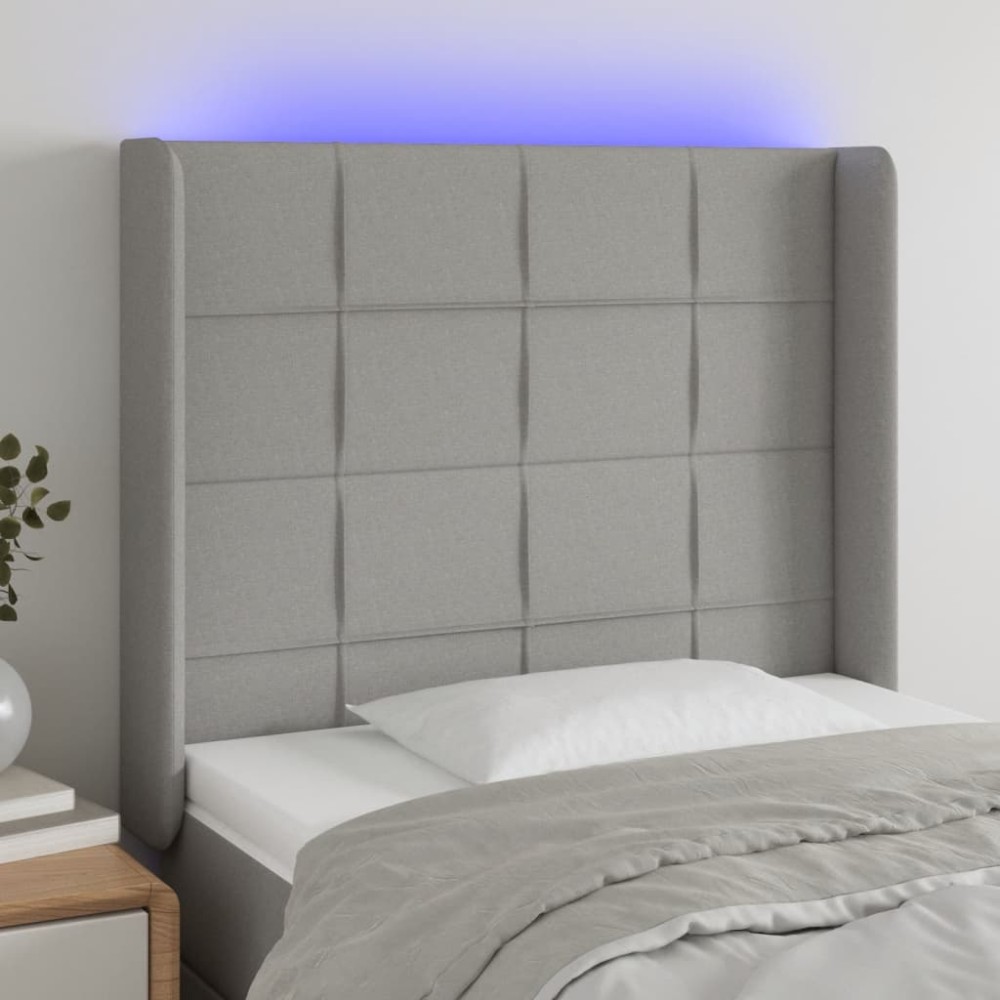vidaXL Κεφαλάρι Κρεβατιού LED Ανοιχτό Γκρι 93x16x118/128cm Υφασμάτινο 1 τεμ. vidaXL Κεφαλάρι Κρεβατιού LED Ανοιχτό Γκρι 93x16x118/128cm Υφασμάτινο 1 τεμ.