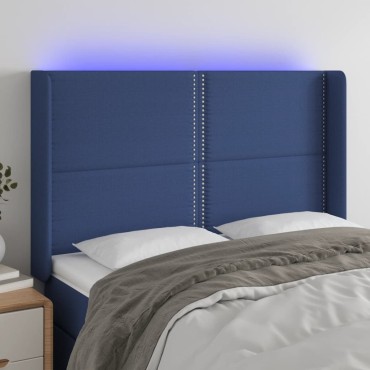 vidaXL Κεφαλάρι Κρεβατιού LED Μπλε 147x16x118/128cm Υφασμάτινο 1 τεμ.