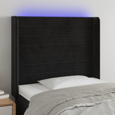 vidaXL Κεφαλάρι Κρεβατιού LED Μαύρο 83x16x118/128cm Βελούδινο 1 τεμ.