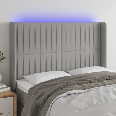 vidaXL Κεφαλάρι Κρεβατιού LED Ανοιχτό Γκρι 147x16x118/128cm 1 τεμ.
