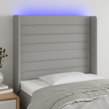 vidaXL Κεφαλάρι Κρεβατιού LED Ανοιχτό Γκρι 83x16x118/128cm Υφασμάτινο 1 τεμ.