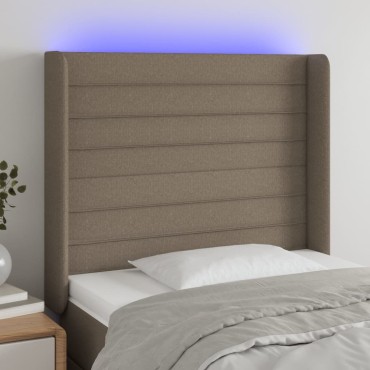 vidaXL Κεφαλάρι Κρεβατιού LED Taupe 93x16x118/128cm Υφασμάτινο 1 τεμ.