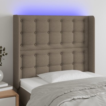 vidaXL Κεφαλάρι Κρεβατιού LED Taupe 103x16x118/128cm Υφασμάτινο 1 τεμ.